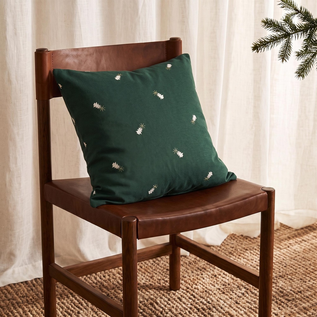 FUNDAS DE COJÍN NAVIDAD ALGODÓN ABETO