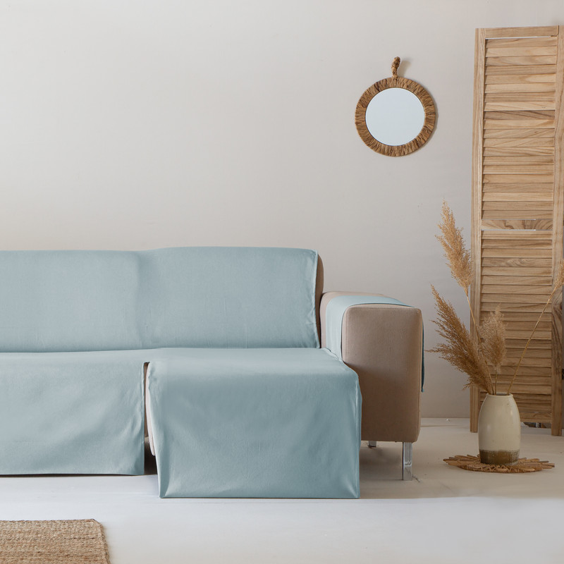 [CSAAGUA200DER] Cubre Sofa Alicante Algodón (Agua Marina, Chaise Longue 200 derecho)
