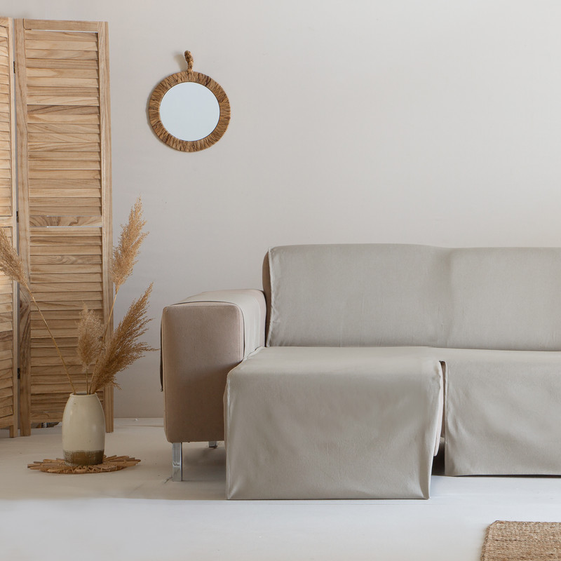 [CSABEIGE200IZQ] Cubre Sofa Alicante Algodón (Beige, Chaise Longue 200 izquierdo)