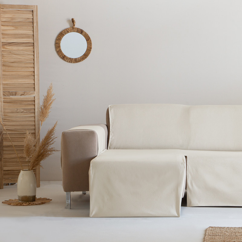 [CSACRUDO200IZQ] Cubre Sofa Alicante Algodón (Crudo, Chaise Longue 200 izquierdo)