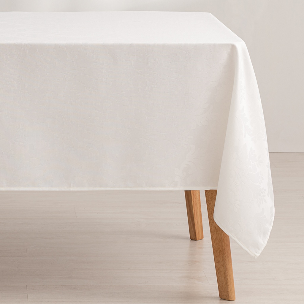 [MAJQDA100-BL] Mantel antimanchas jacquard Dama (Blanco, 140x100 cm)