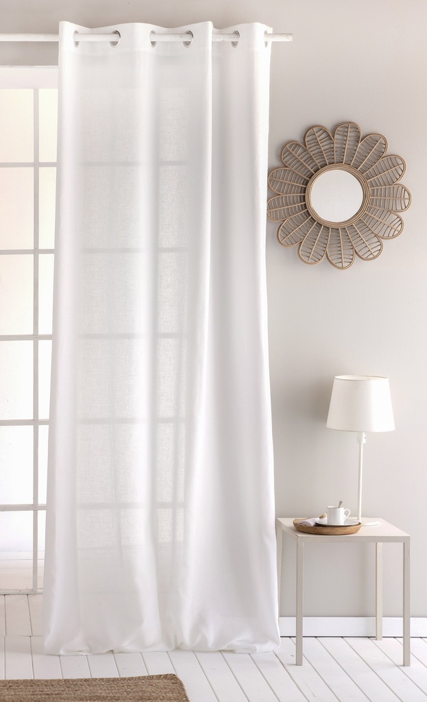 [CODOLBL] Cortina lisa lino con ojales 140x270 cm (Blanco)