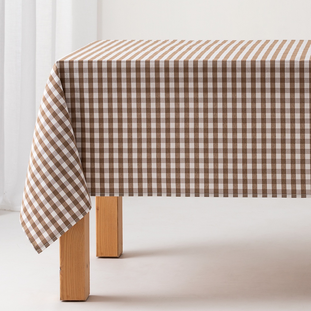 [MANTVI100-TA] Mantel antimanchas cuadros vichy (Taupe, 140x100 cm)