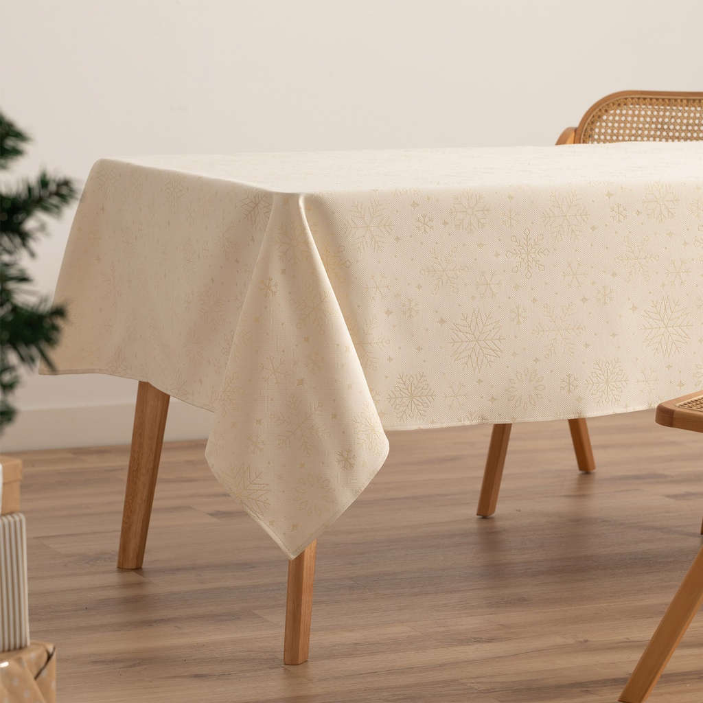 [MNVJQSPARCR100] Mantel Jacquard Navidad Sparkle (Crudo, 140x100 cm)