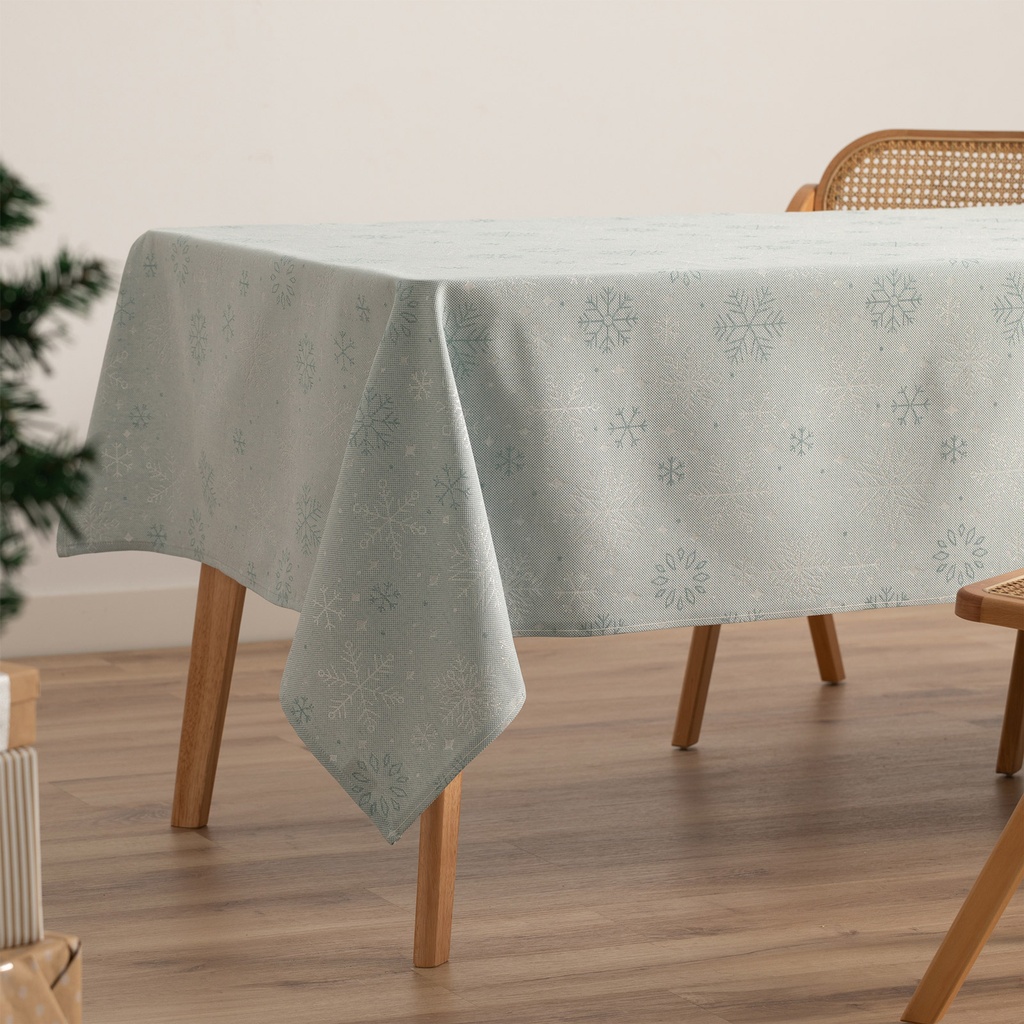 [MNVJQSPARAGUPL100] Mantel Jacquard Navidad Sparkle (Agua - Plata, 140x100 cm)