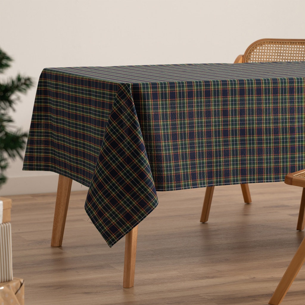 [MNVJQCHECAZ100] Mantel Jacquard Navidad Check (Azul, 140x100 cm)