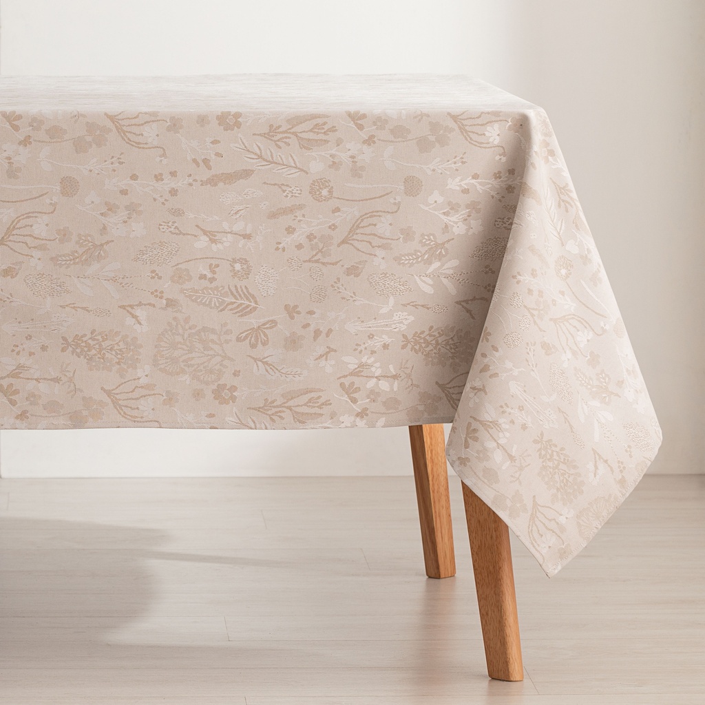 [MAJQALER100-BE] Mantel antimanchas jacquard Alerce (Beige, 140x100 cm)