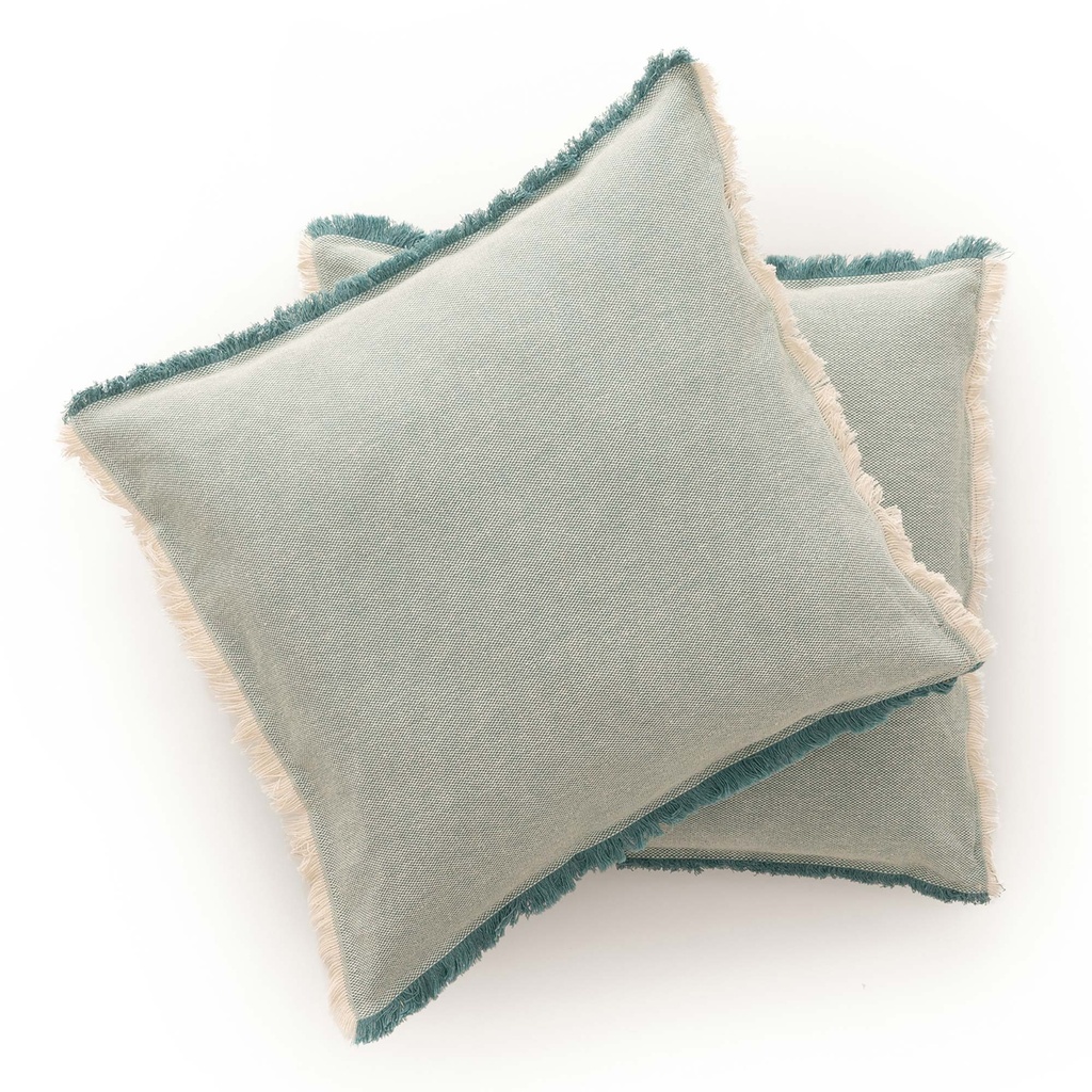 [FC2FLTIAG] Pack 2 fundas de cojín flecos Tibu 50x50 cm (Agua Marina)