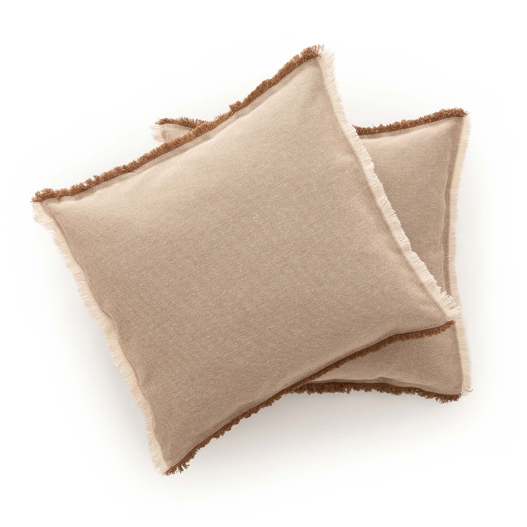 [FC2FLTIMar] Pack 2 fundas de cojín flecos Tibu 50x50 cm (Marrón)