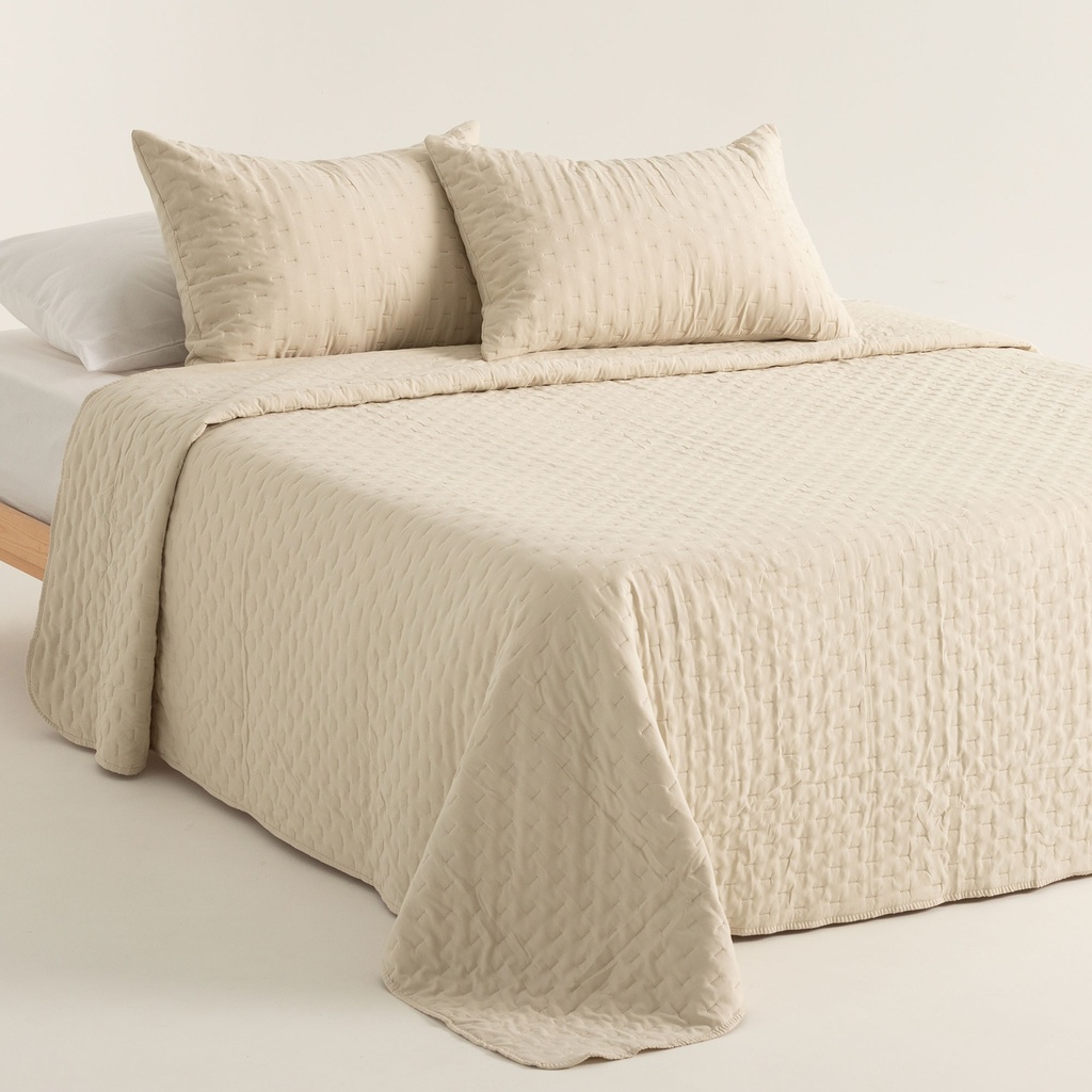 [COLNARABE-180] Colcha Nara acolchada (Beige, Cama 80/90 - 180x270 cm + 50x70 cm)