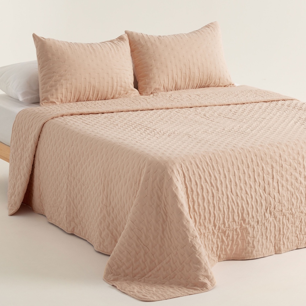 [COLNARATA-180] Colcha Nara acolchada (Taupe, Cama 80/90 - 180x270 cm + 50x70 cm)