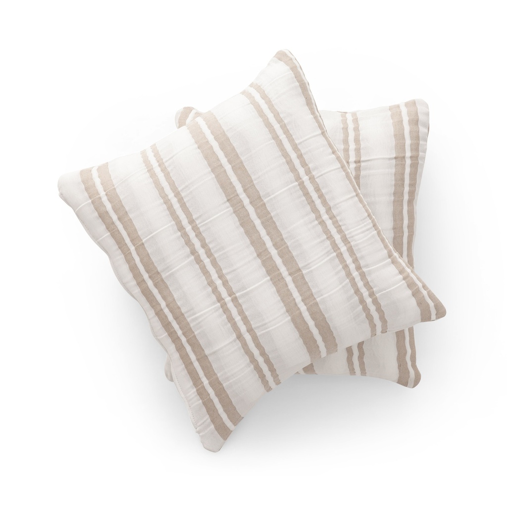 Pack 2 Fundas de Cojín Jacquard Rayas Algodón TENA