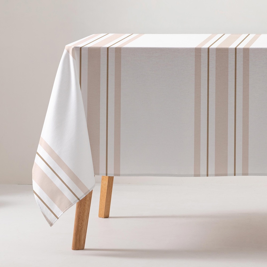 [MRDALIABE-100] Mantel Antimanchas Rayas DALIA (Beige, 160x100 cm)