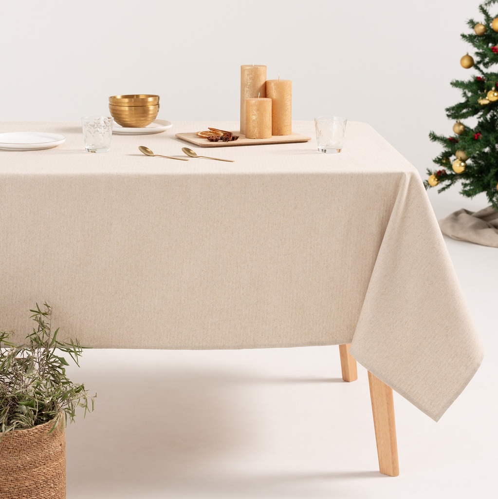 [MNVLISTEROR-100] Mantel Navidad Lino STERNY (Oro, 140x100 cm)