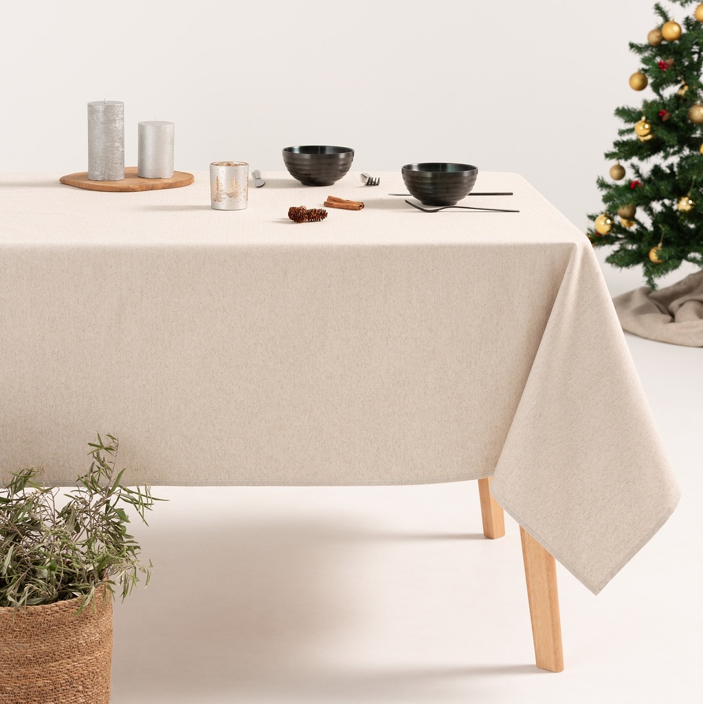 [MNVLISTERPL-100] Mantel Navidad Lino STERNY (Plata, 140x100 cm)