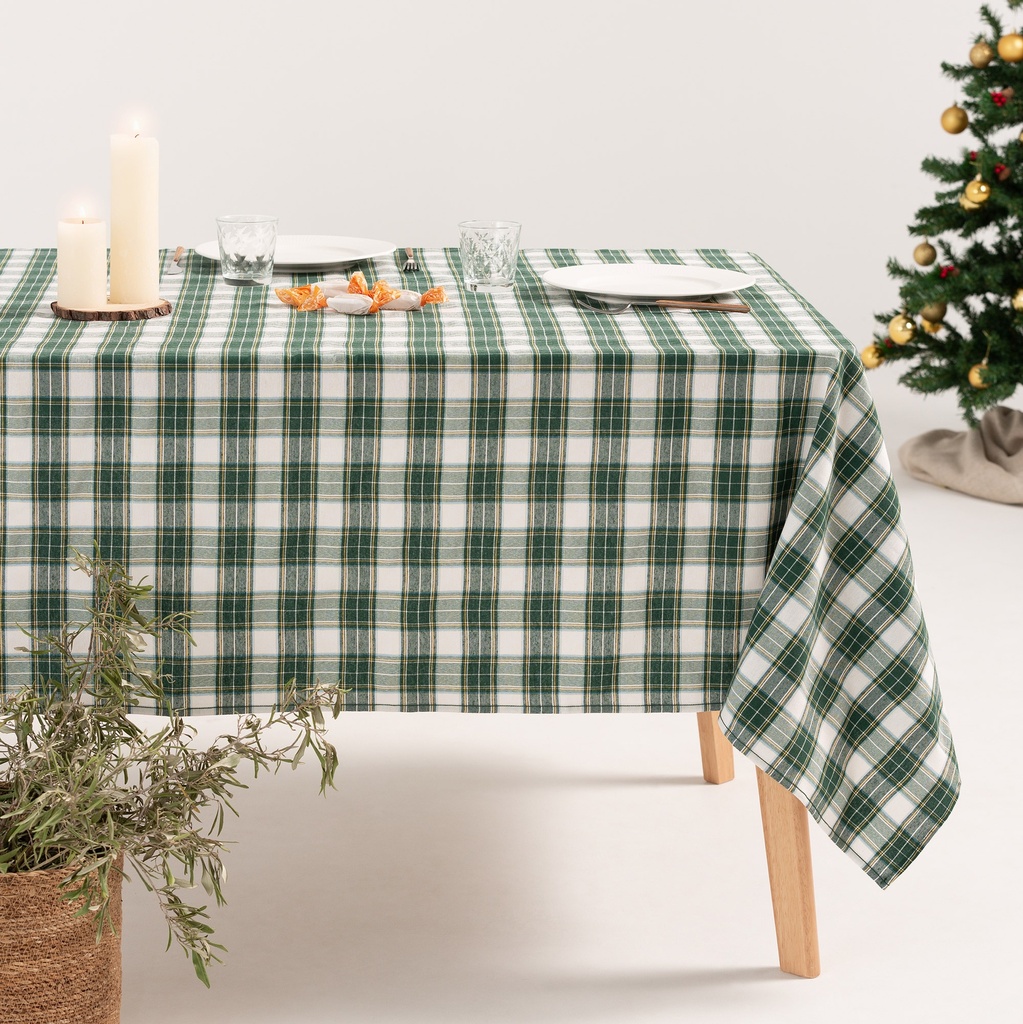 [MNVJQCHECFO-100] Mantel Jacquard Navidad Check (Forest, 140x100 cm)