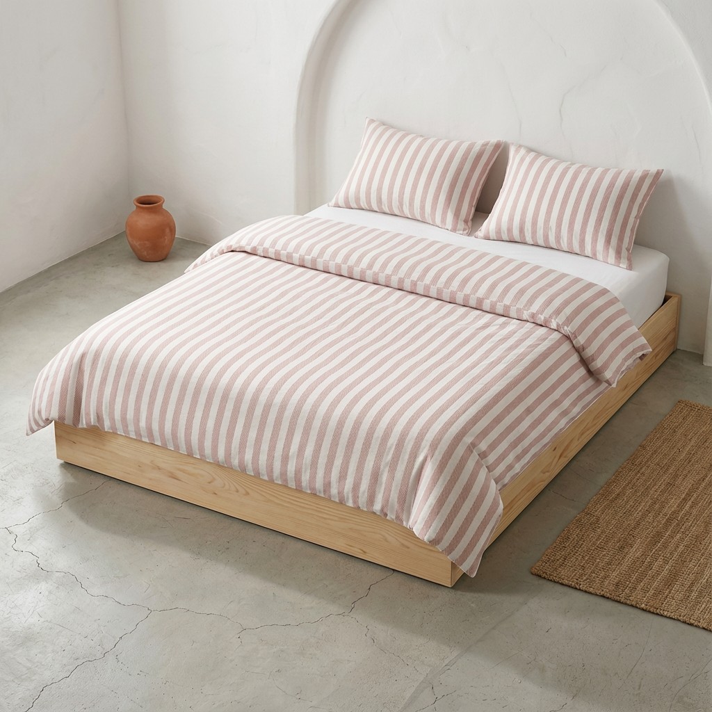 [JFNNUVIA150-Ro] Funda Nórdica 100% Algodón NUVIA + Funda de Almohada (Rosa, Cama 80/90 - 150x220 cm + 45x110 cm)