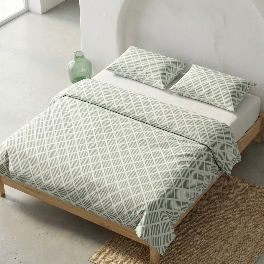 [JFNDAREN150-AG] Funda Nórdica 100% Algodón DARENA + Funda de Almohada (Agua Marina, Cama 80/90 - 150x220 cm + 45x110 cm)