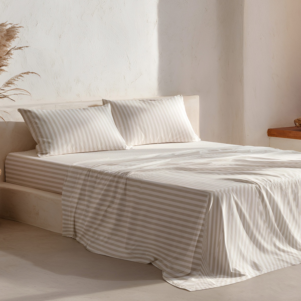 [JS100%NUVIA80-BE] Juego de Sábanas 100% Algodón NUVIA (Beige, 080 cm)