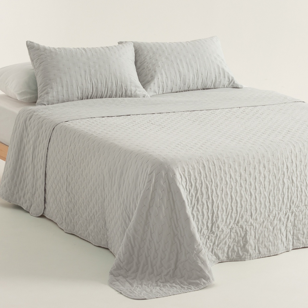 [COLNARAGRCL-180] Colcha Nara acolchada (Gris Claro, Cama 80/90 - 180x270 cm + 50x70 cm)