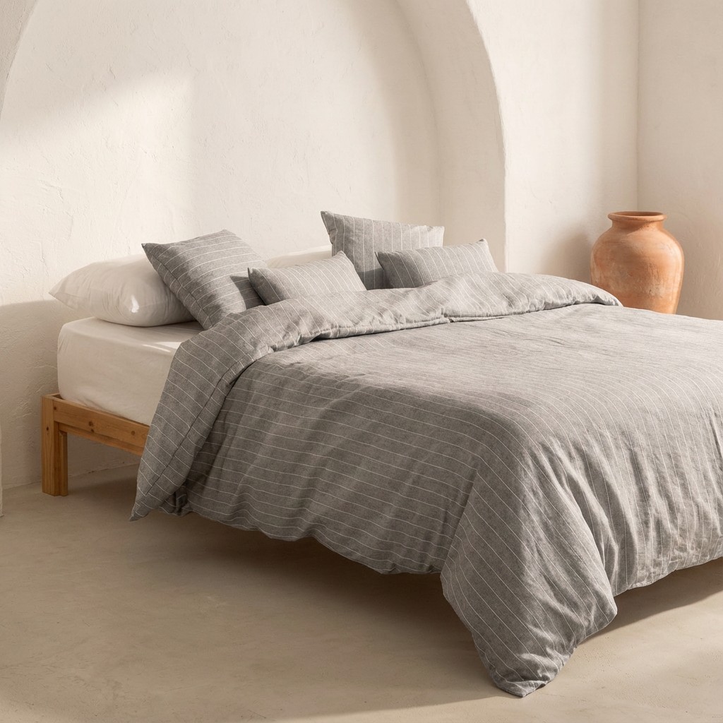 [FNPESPUAN-150] Funda Nórdica Hilo Relieve PESPUNT (Antracita, Cama 80 - 150x220 cm)