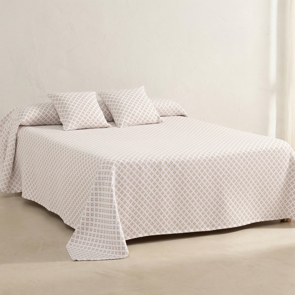 [COLPUNTRo-180] Colcha Jacquard Algodón PUNT CRUZ (Rosa, Cama 80/90 - 180x270 cm)