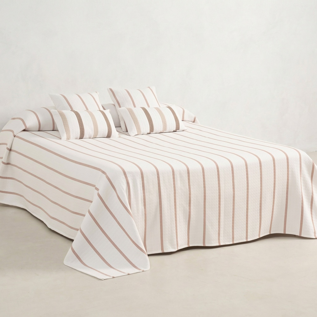 [COLRETTARo-180] Colcha Jacquard Algodón RETTA (Rosa, Cama 80/90 - 180x270 cm)