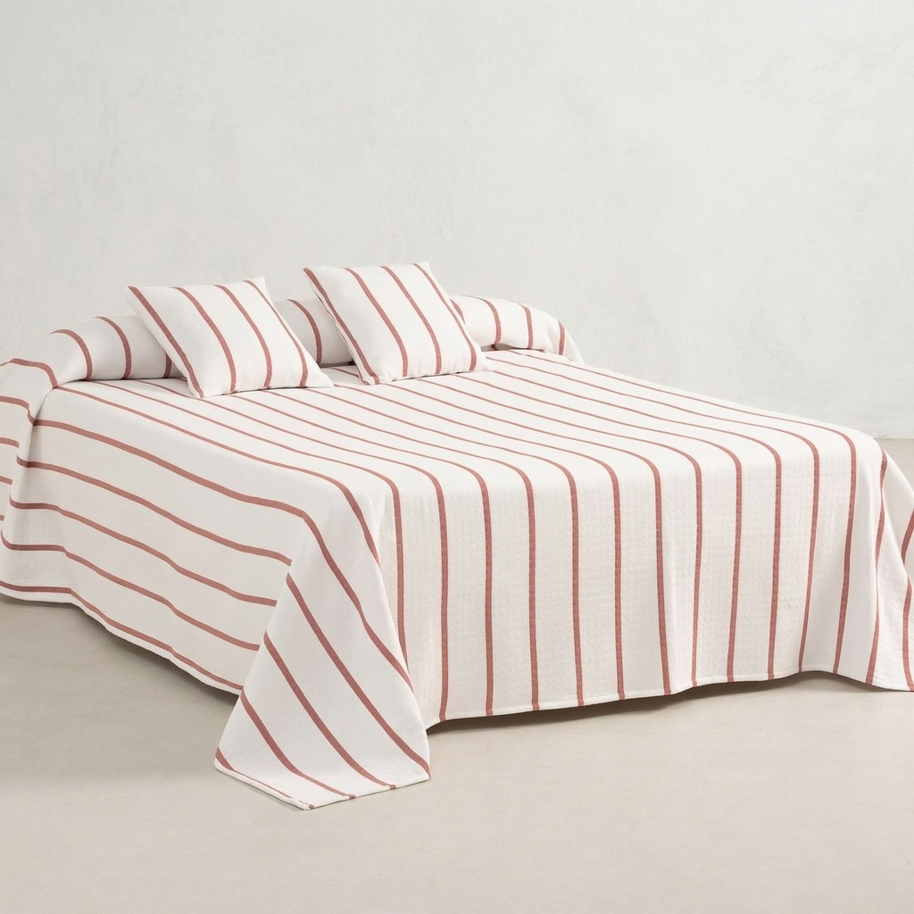 [COLRETTATE-180] Colcha Jacquard Algodón RETTA (Teja, Cama 80/90 - 180x270 cm)