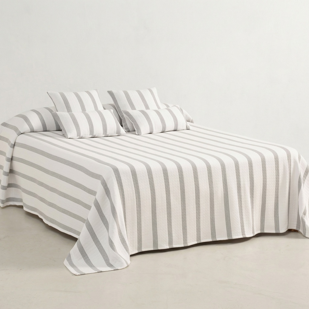 [COLTESSEGR-180] Colcha Jacquard Algodón TESSERA (Gris, Cama 80/90 - 180x270 cm)