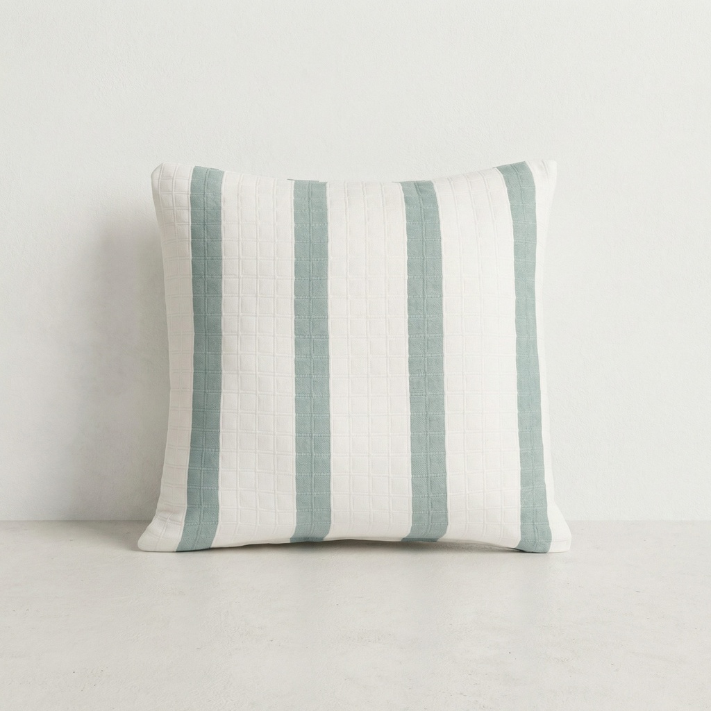 [FC2TESSEAG-45] Pack 2 Fundas de Cojín Jacquard Algodón TESSERA (Agua Marina, 45x45 cm)