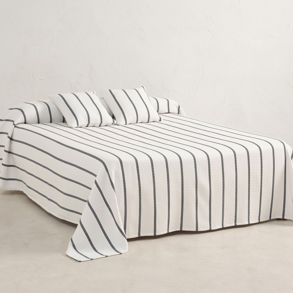 [COLRETTAAZ-180] Colcha Jacquard Algodón RETTA (Azul Marino, Cama 80/90 - 180x270 cm)