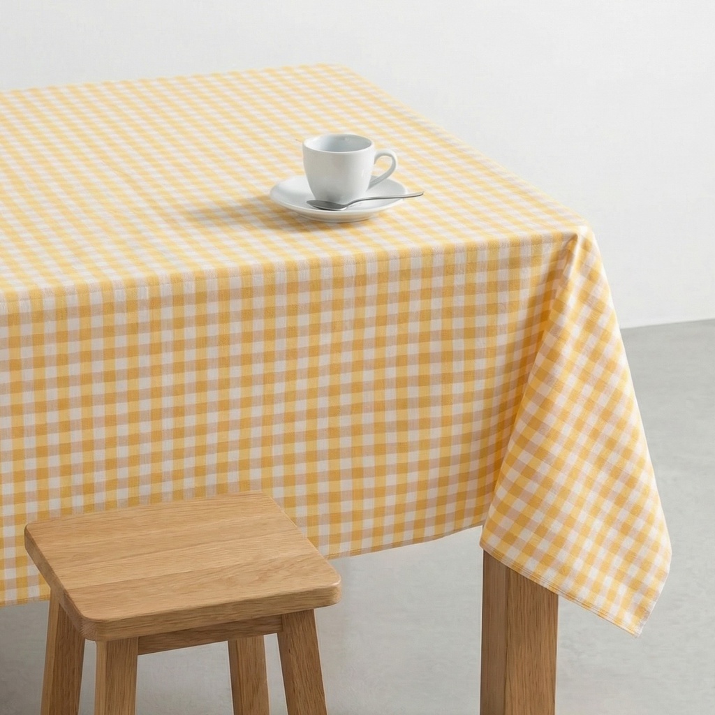 [MMAVYAM-100] Mantel Vichy Antimanchas Algodón MAVY (Amarillo, 140x100 cm)