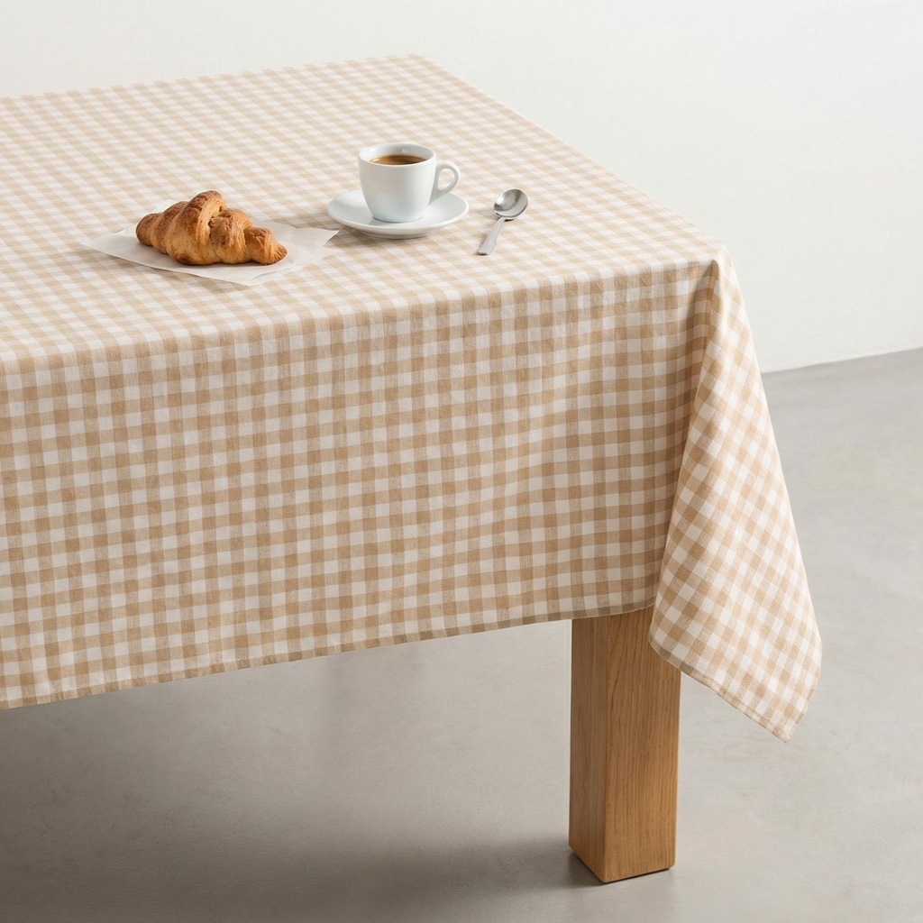 [MMAVYCR-100] Mantel Vichy Antimanchas Algodón MAVY (Crudo, 140x100 cm)