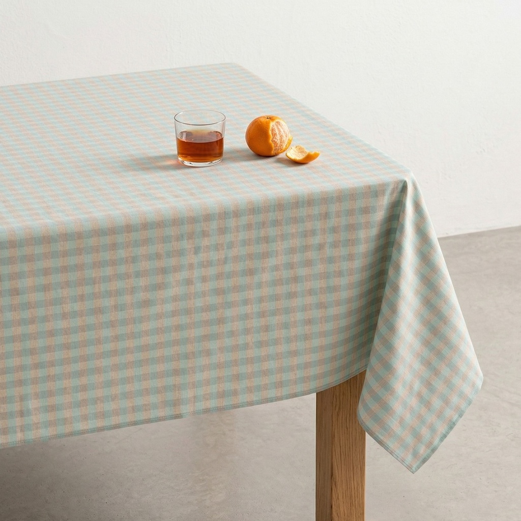 [MNOVYAG-100] Mantel Vichy Antimanchas Lino NOVY (Agua Marina, 140x100 cm)