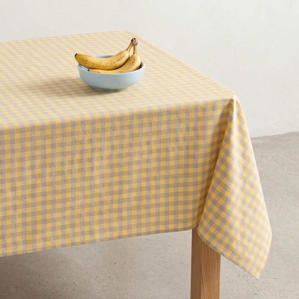 [MNOVYAM-100] Mantel Vichy Antimanchas Lino NOVY (Amarillo, 140x100 cm)