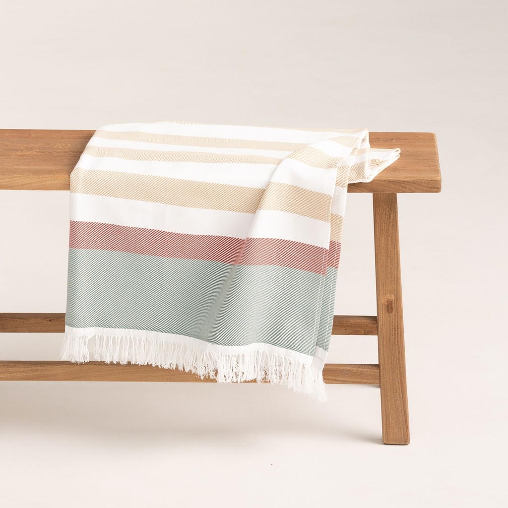 [FOUTHORIBE-90] Fouta HORIZONTE (Beige, 90x180 cm)