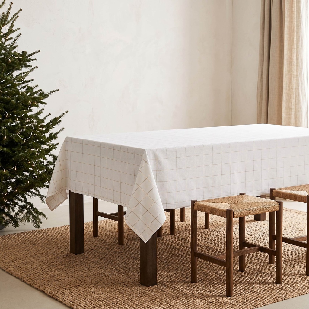 [MNVJQGRIDBL-100] Mantel Jacquard Navidad GRIDO (Blanco, 160x100 cm)