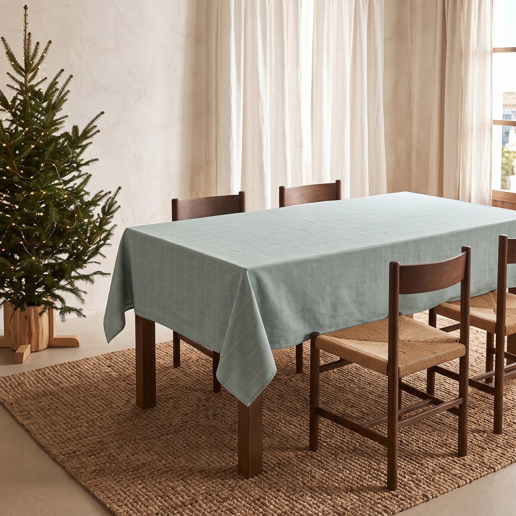 [MNVJQGRIDAG-100] Mantel Jacquard Navidad GRIDO (Agua Marina, 160x100 cm)