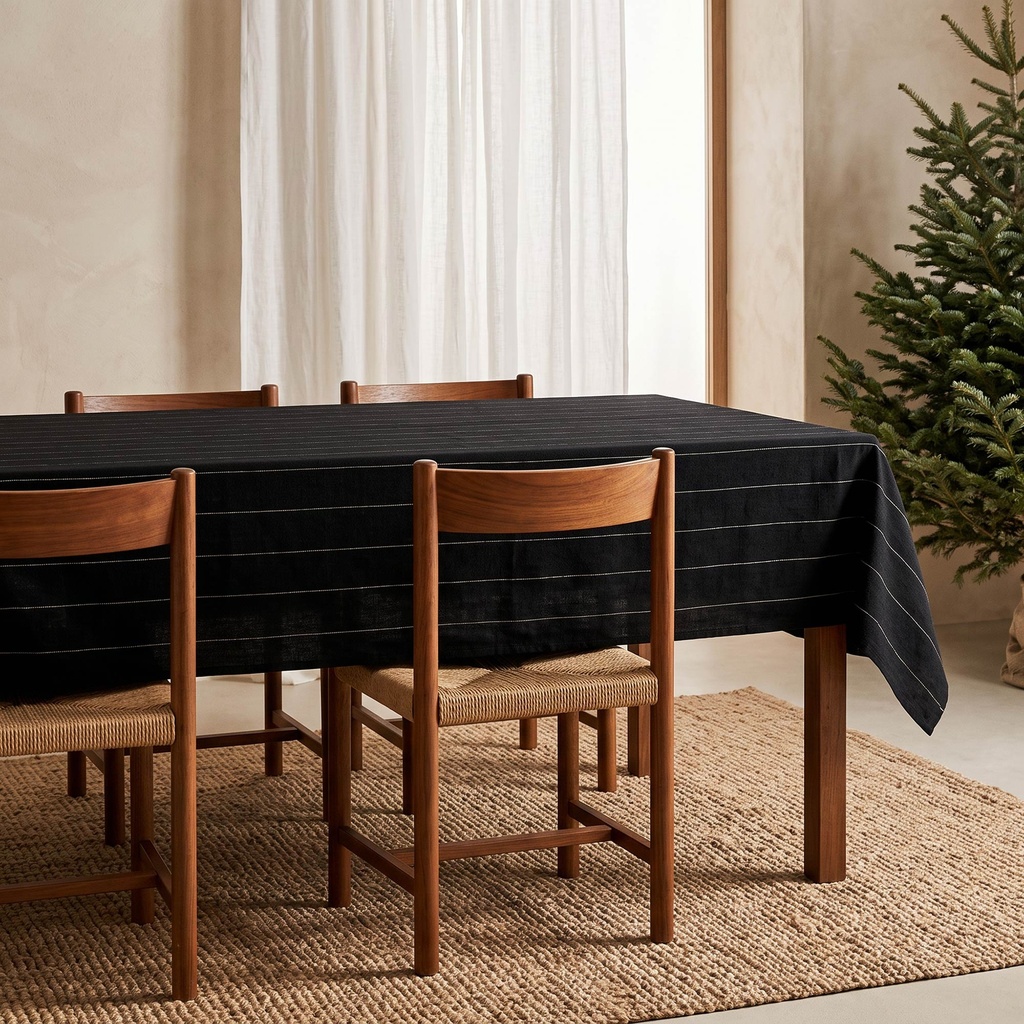 [MNVJQSENSNE-100] Mantel Jacquard Navidad SENSO (Negro, 160x100 cm)