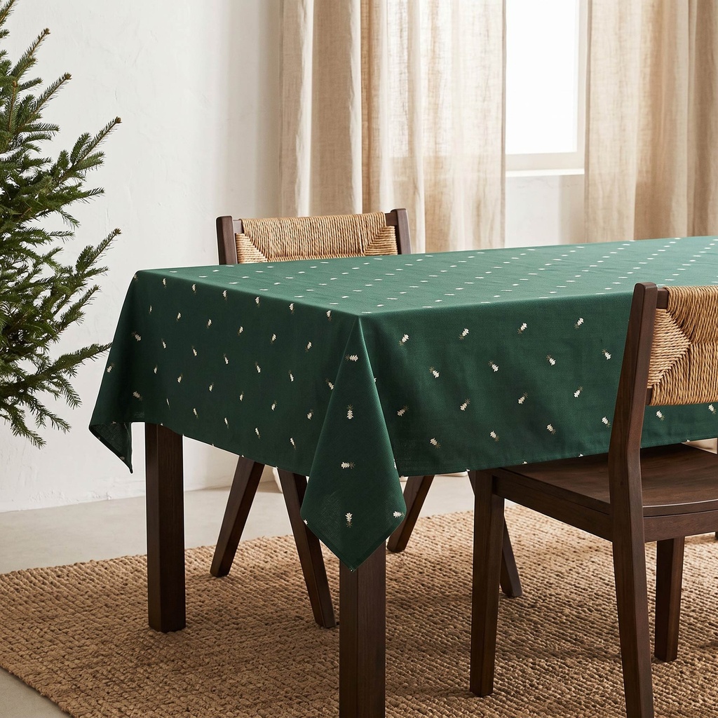 [MNVJQABETVE-100] Mantel Jacquard Navidad ABETO (Verde, 140x100 cm)