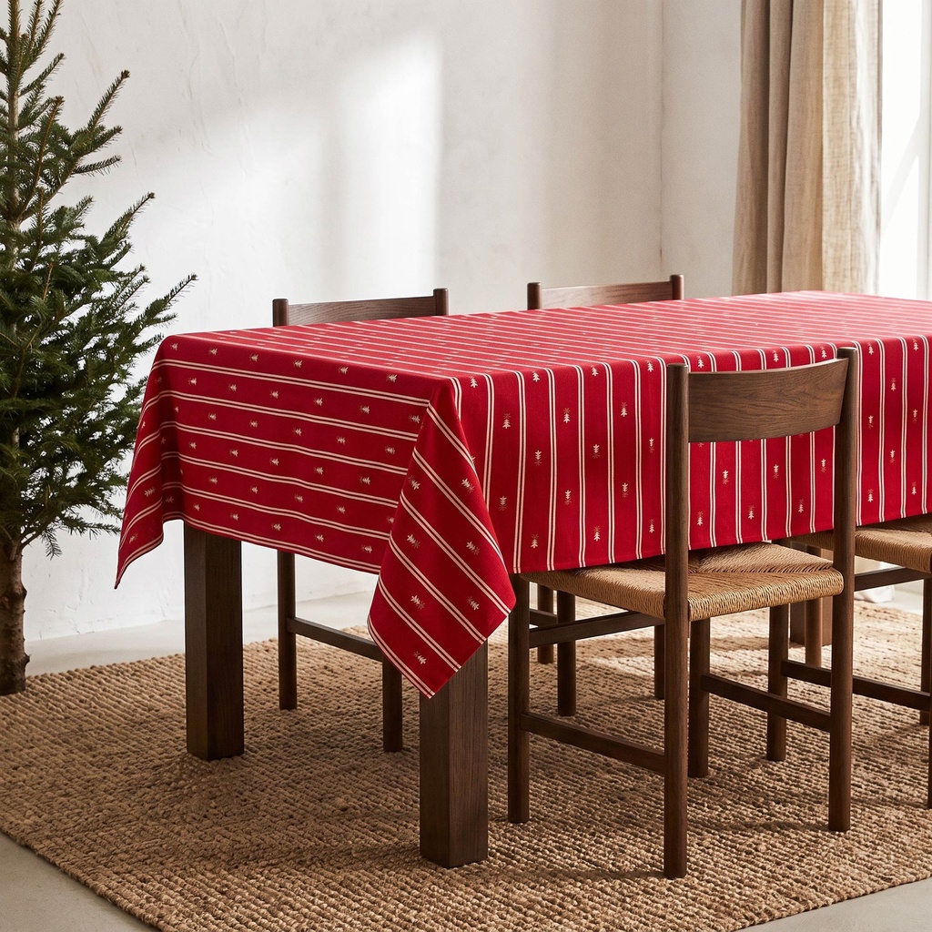 [MNVJQNIVARO-100] Mantel Jacquard Navidad NIVAL (Rojo, 140x100 cm)
