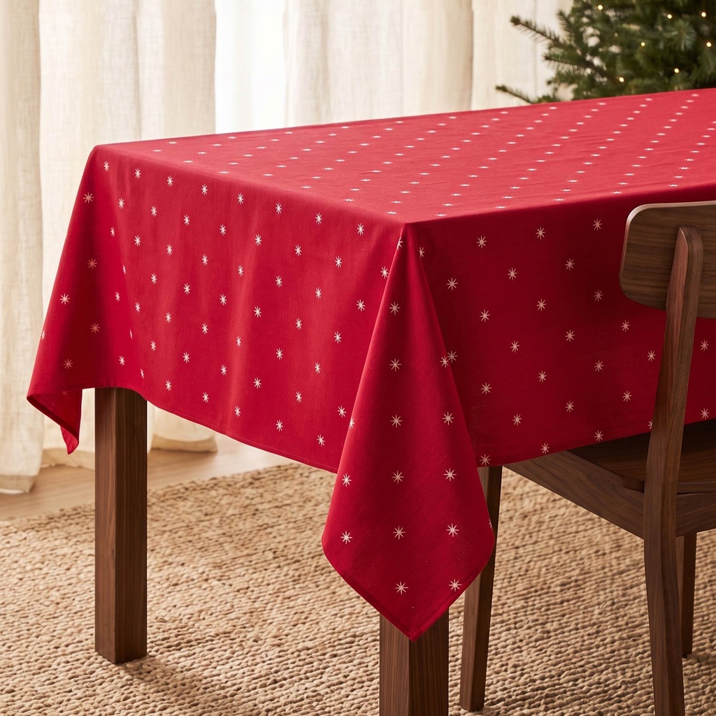 [MNVJQSTARRO-100] Mantel Jacquard Navidad STAR (Rojo, 140x100 cm)