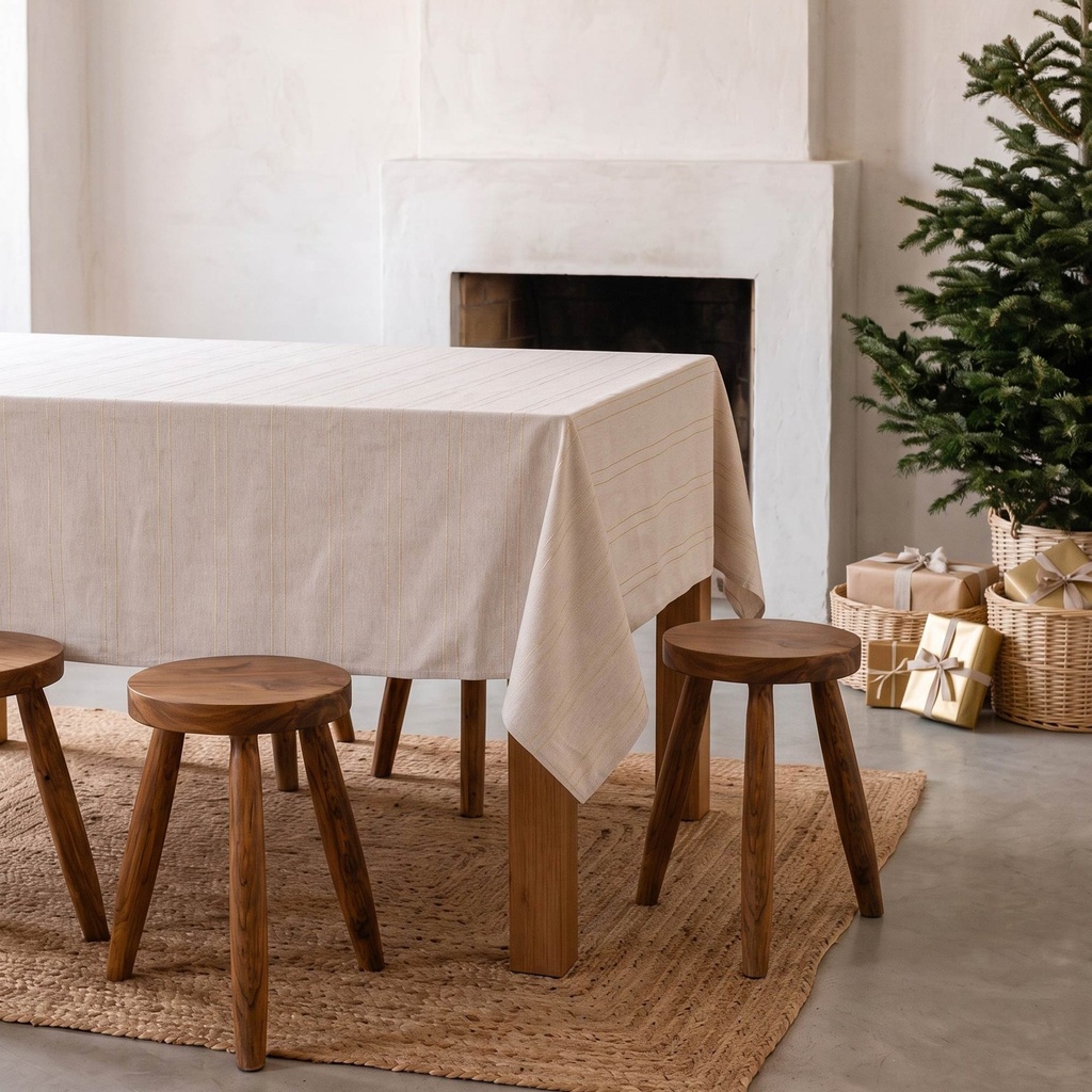 [MNVJQNADOLI-100] Mantel Navidad Rayas NADO (Lino, 160x100 cm)