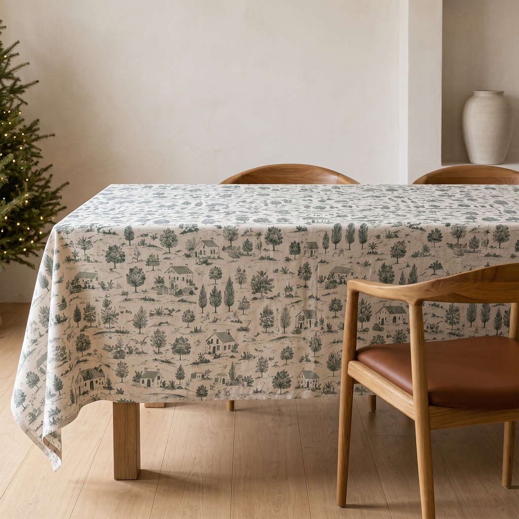 [MNVLIALDE-100] Mantel Navidad Lino ALDEA (140x100 cm)