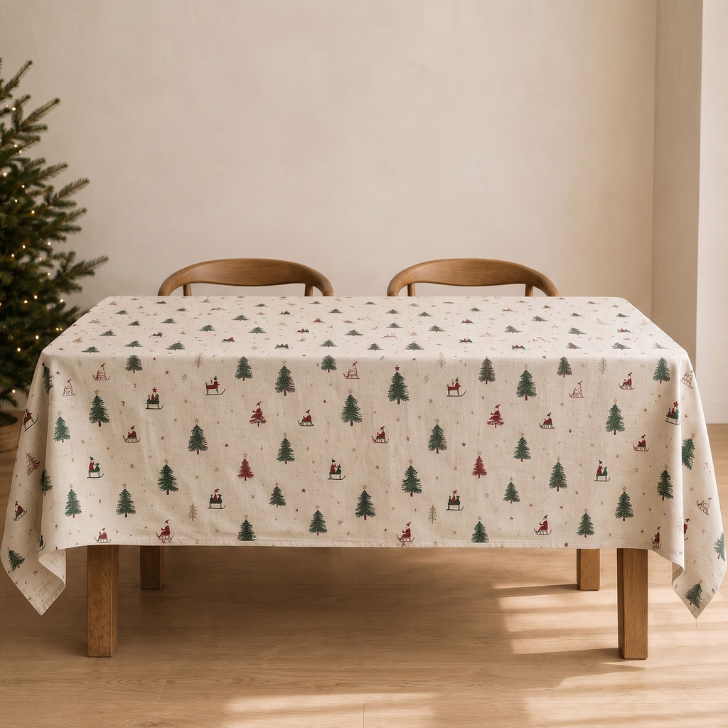 [MNVLIALPI-100] Mantel Navidad Lino ALPINA (140x100 cm)
