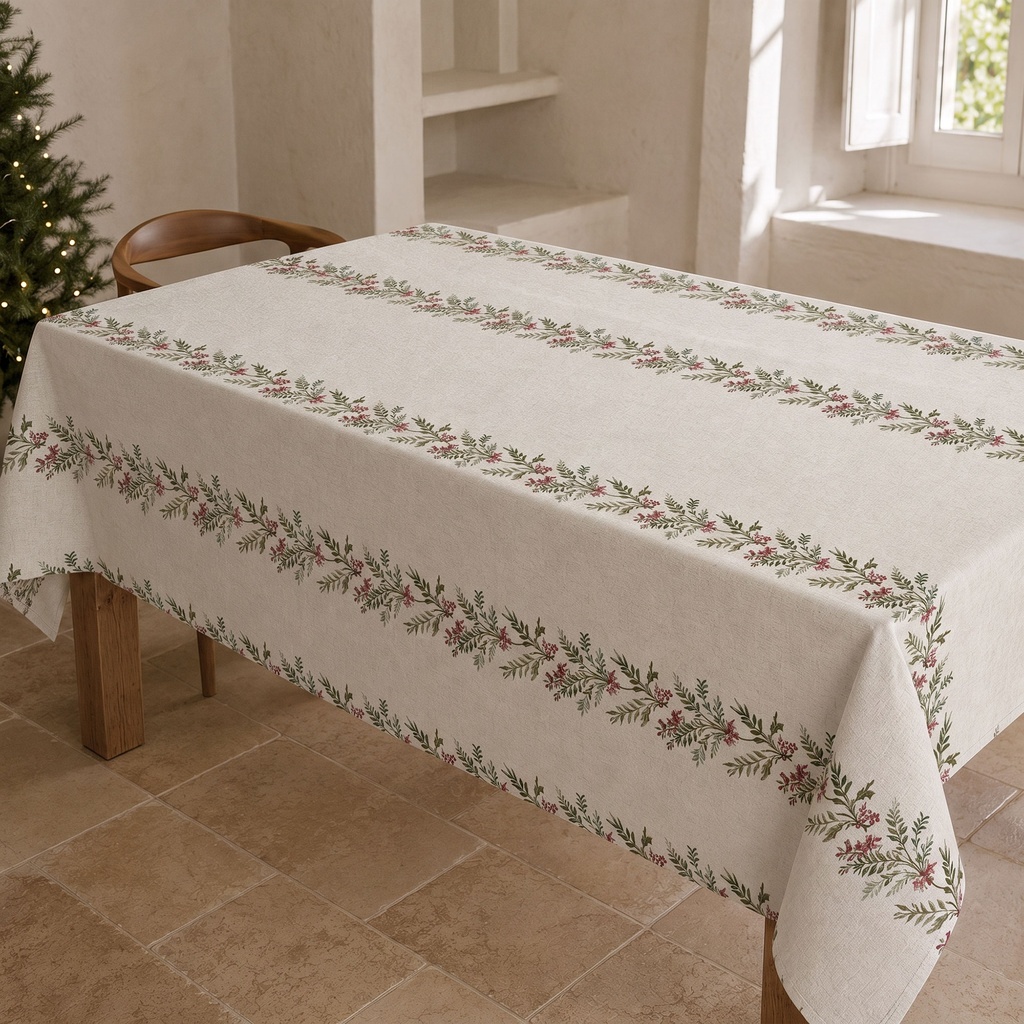 [MNVLIGUIR-100] Mantel Navidad Lino GUIRNALDA (140x100 cm)
