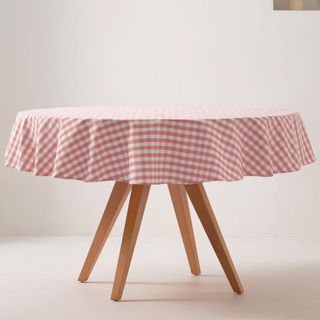 [MAREDVICSa] Mantel antimanchas redondo vichy 160x160 cm (Salmón)