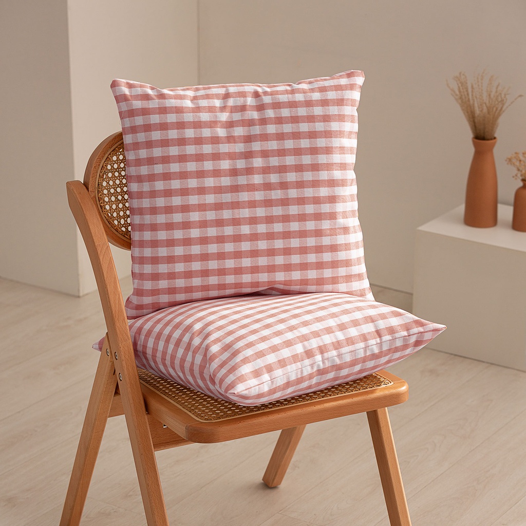 [COJ2VICSa] Pack 2 fundas cojín Vichy 45x45 cm (Salmón)