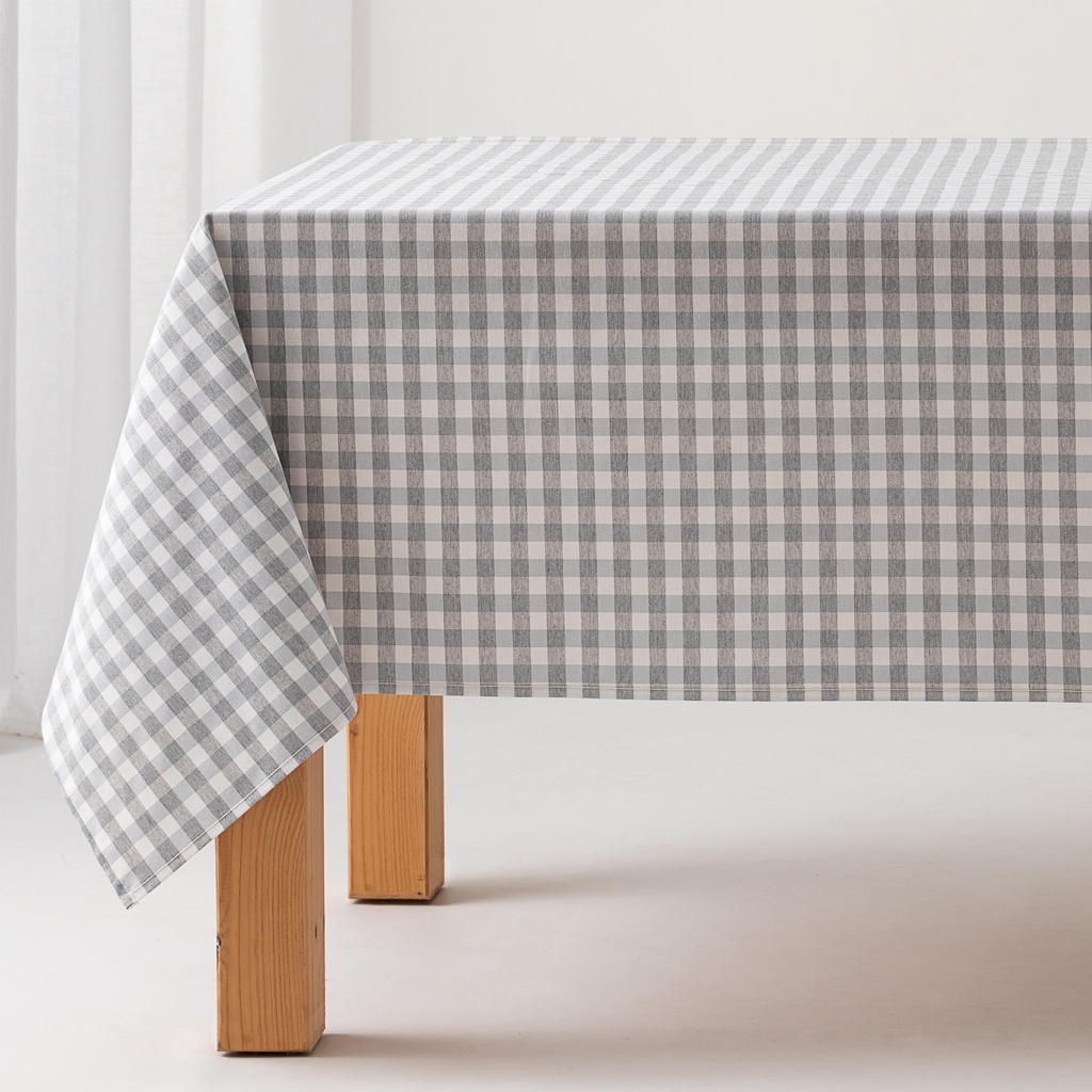 [VGR100] Mantel antimanchas cuadros vichy (Gris, 140x100 cm)
