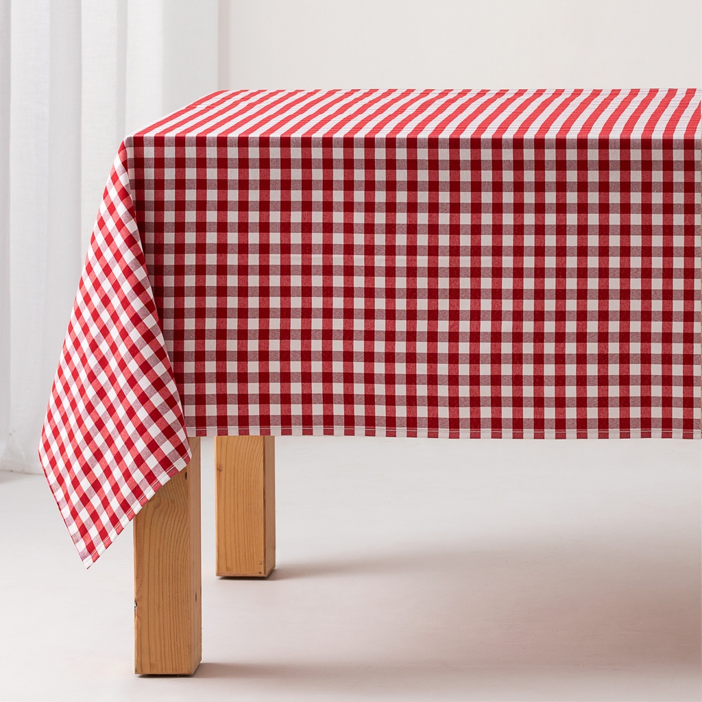 [VROJ100] Mantel antimanchas cuadros vichy (Rojo, 140x100 cm)